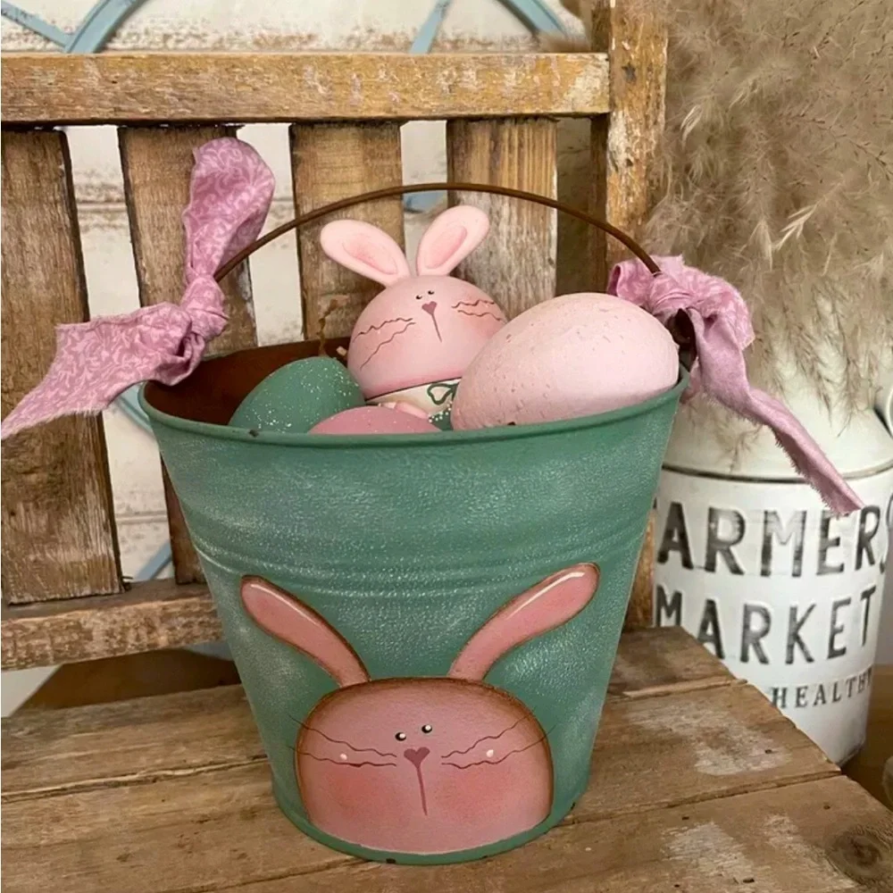 Handcrafted One-of-a-kind Decorative Easter Bunny Basket NEW